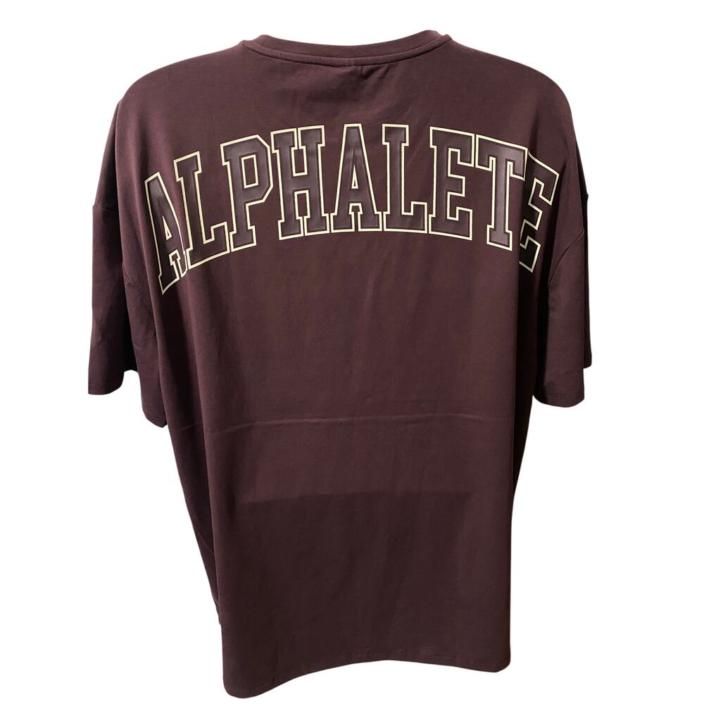 NEW ALPHALETE COLLEGIATE OVERSIZED SHIRT — Red Varsity Graphic Tee Men's 2XL